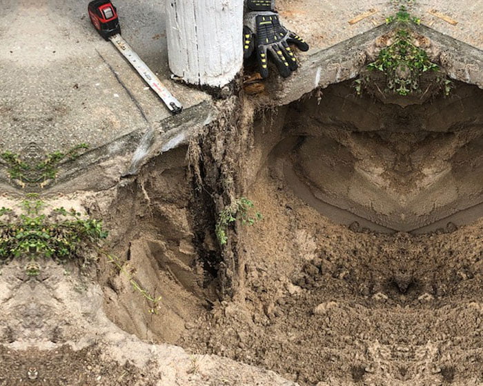 coastal pile erroded