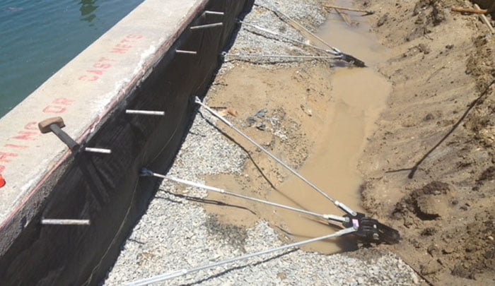 seawall repair with helical anchor