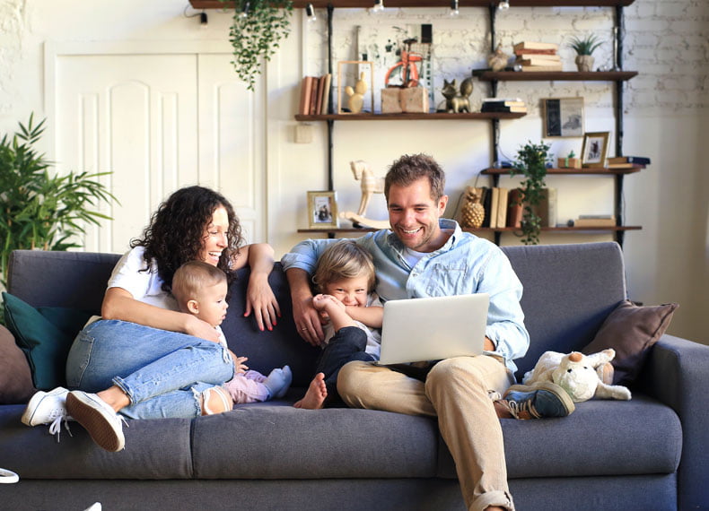 happy family in home