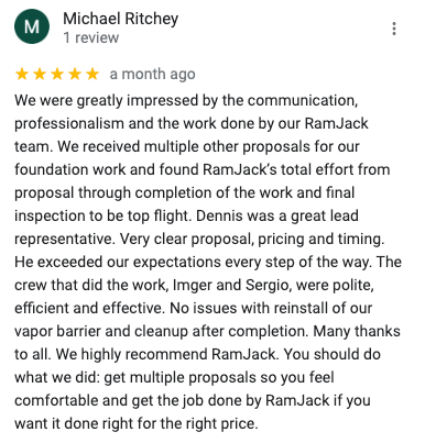 ram jack vs competitors price, tarheel foundation repair